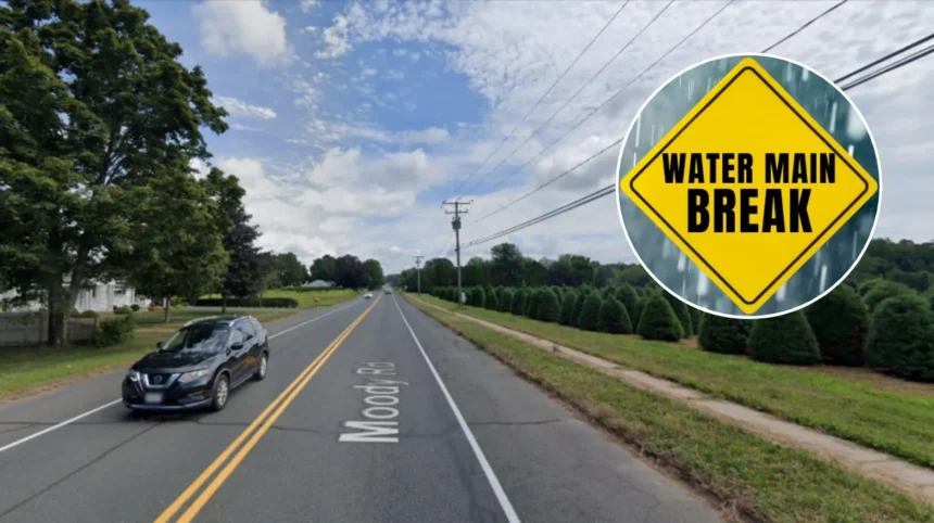 Enfield CT Crews Fix Moody Road Water Main Break Closure