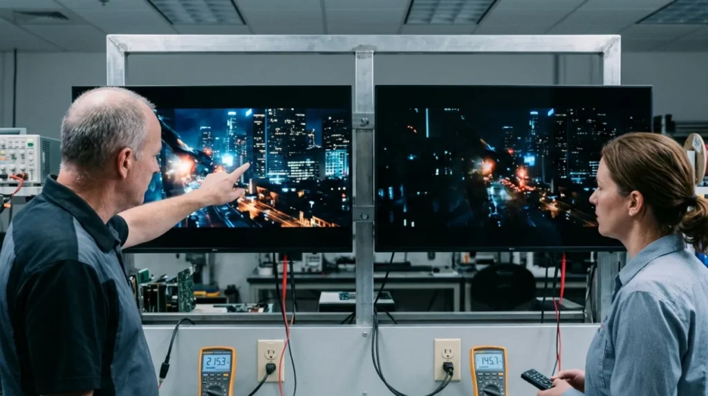 How does display technology affect television power consumption?