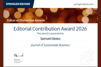 Samuel O. Idowu receives Springer Nature recognition
