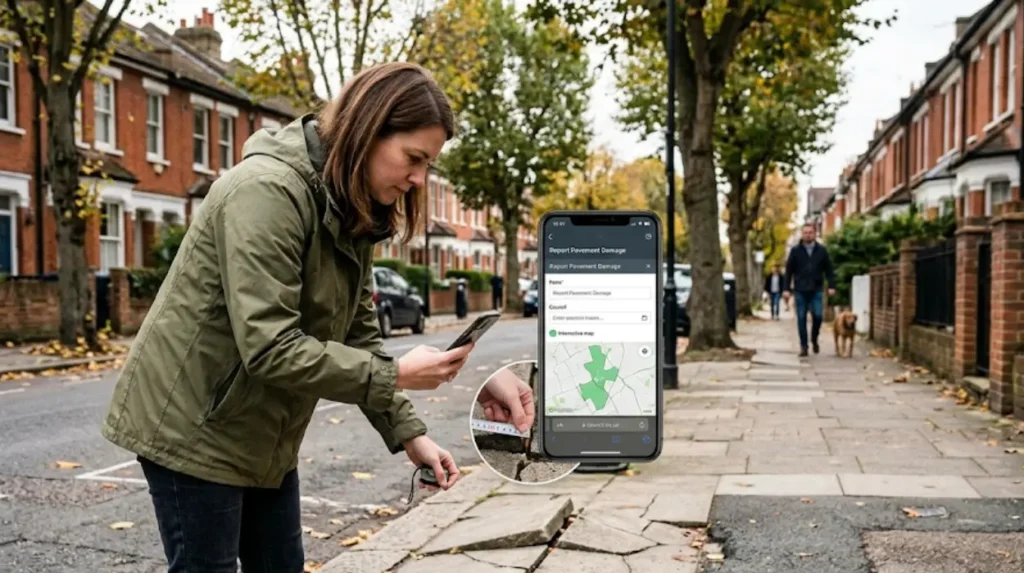 How do you report pavement damage to your North London council?