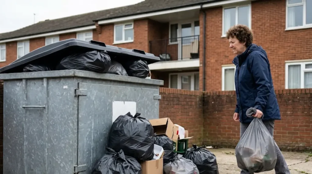 What counts as an overflowing communal bin?