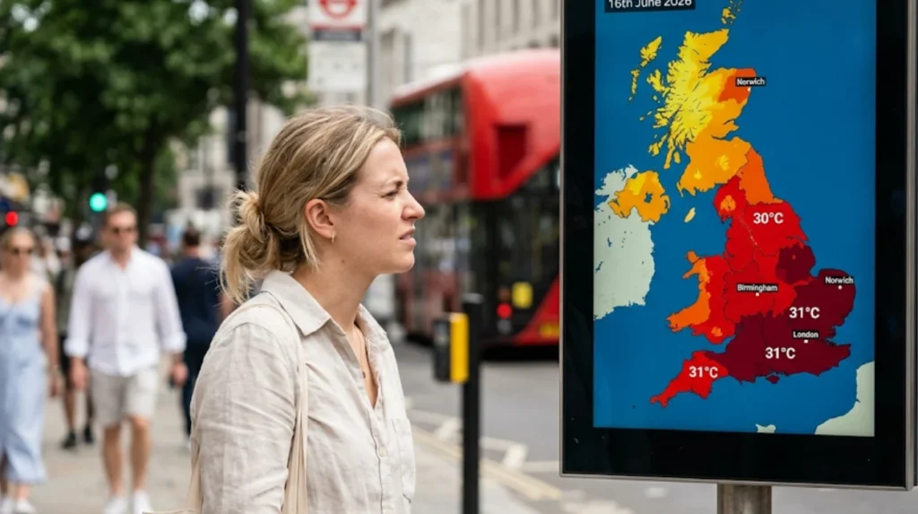 What is the June UK heat surge map and what does it show?