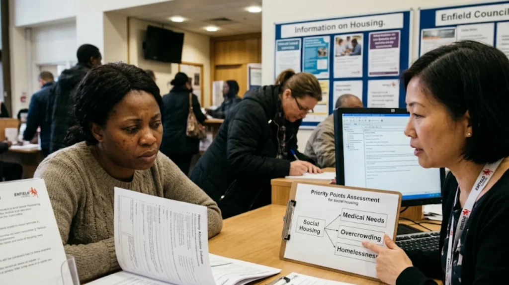 How does Enfield Council decide who gets priority for social housing?