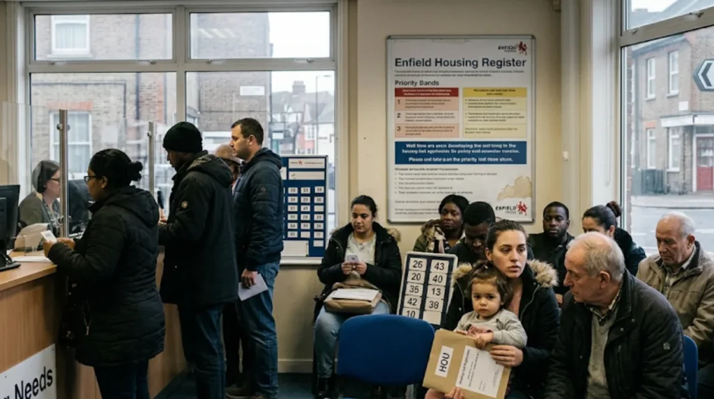 How many households are on Enfield’s council housing waiting list?