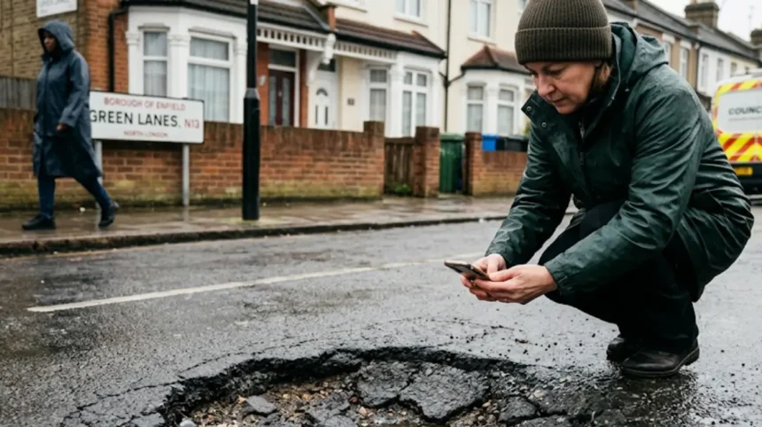 How to report dangerous potholes in Enfield roads?