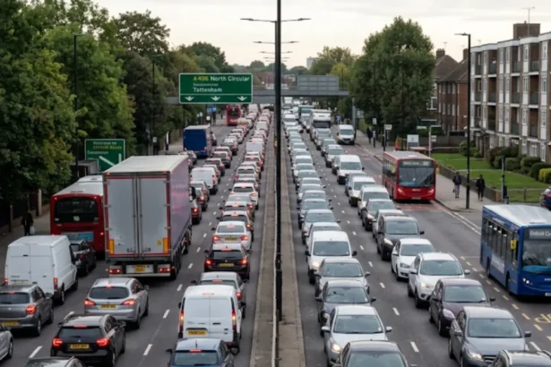 What causes traffic congestion in Enfield main roads?
