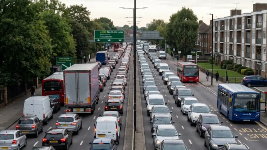 What causes traffic congestion in Enfield main roads?