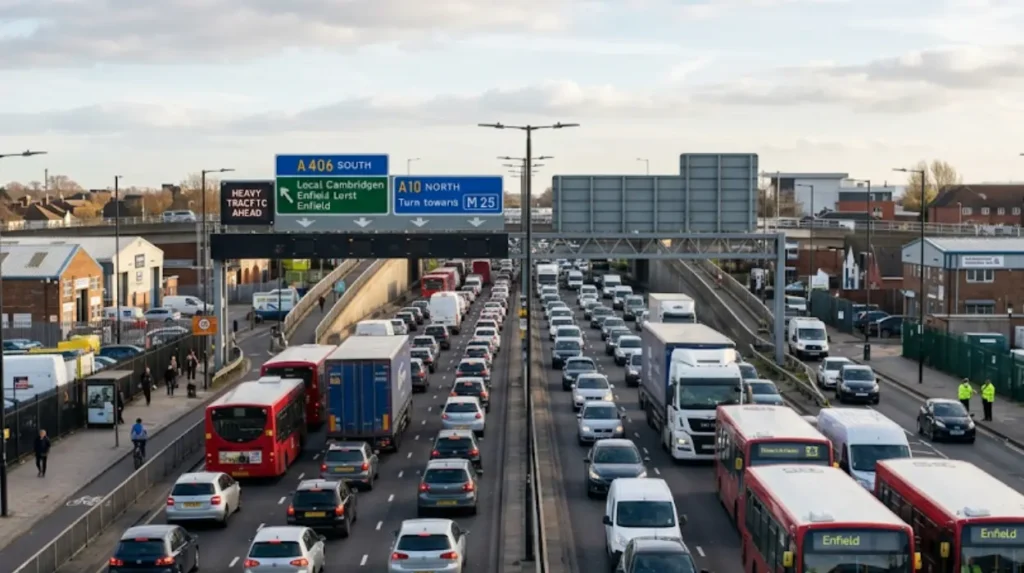 What is the transport and road network context of Enfield’s main roads?