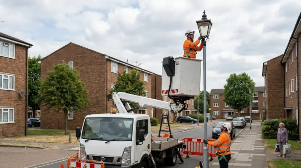 Who is responsible for street lighting on Enfield estates?