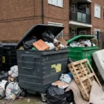 Why are communal bin areas poorly maintained in Enfield estates?