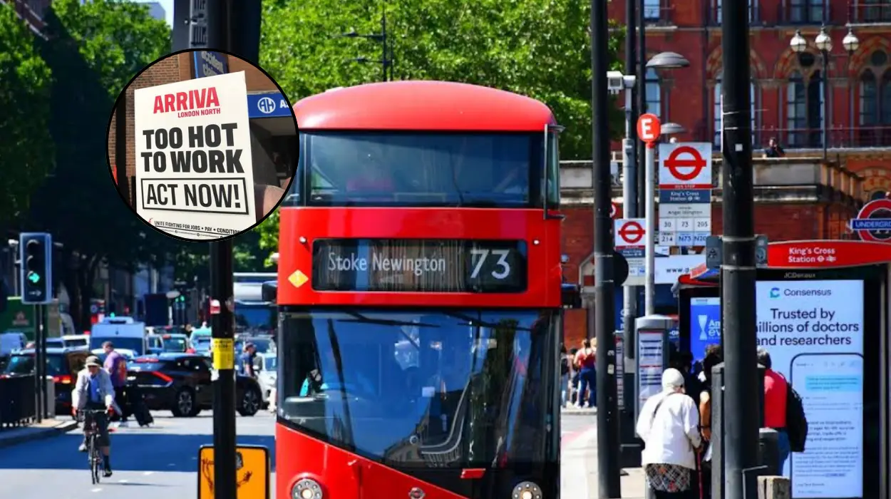 London Bus Fire London Bus Strike: Drivers Protest Extreme Heat London 2026